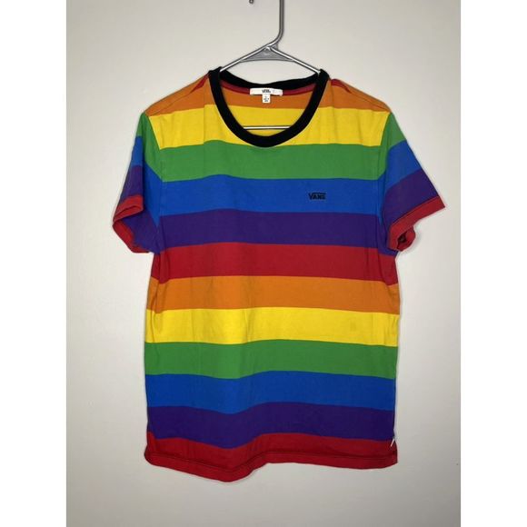 Vans Pride Stripe Boyfriend Tee Rainbow Size Large Unisex Adults